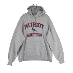 Champion‎ Patriot Wrestling Hoodie Mens XL Gray Pullover Sweatshirt High School